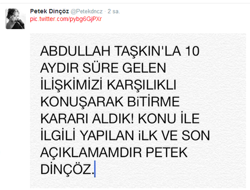 Petek Dinçöz o haberi Twitter'dan duyurdu!